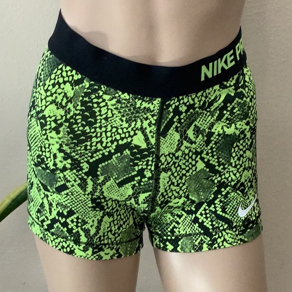 Nike Women's Pro Cool 3-Inch Training Shorts (Black/Volt Snake/medium) - Picture 2 of 9